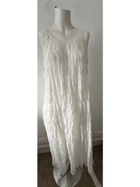 Max Studio white dress LG boho prairie coastal granola girl summer beach island